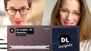 Digitale Leute DL Insights podcast artwork with two speaker portraits and an audio waveform.